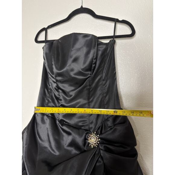 VTG Y2K Jessica McClintock Black Strapless Formal Gown Dress Gothic S/XS Satin - Picture 11 of 15